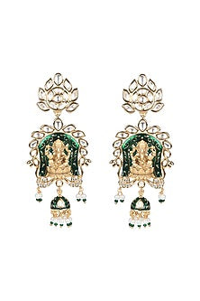 Gold Finish Beaded & Kundan Polki Meenakari Mala Set