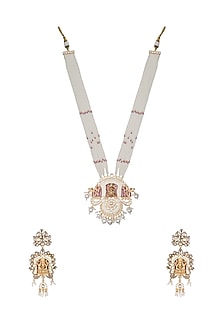 Gold Finish Beaded & Kundan Polki Meenakari Mala Set