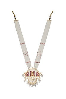 Gold Finish Beaded & Kundan Polki Meenakari Mala Set