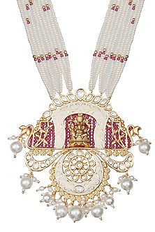 Gold Finish Beaded & Kundan Polki Meenakari Mala Set