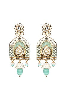 Gold Finish Beaded & Kundan Polki Meenakari Mala Set