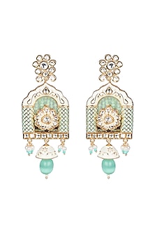 Gold Finish Beaded & Kundan Polki Meenakari Mala Set