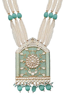 Gold Finish Beaded & Kundan Polki Meenakari Mala Set