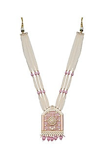 Gold Finish Beaded & Kundan Polki Meenakari Mala Set