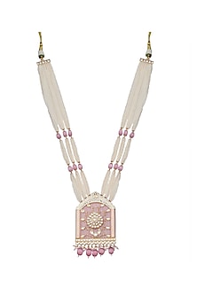 Gold Finish Beaded & Kundan Polki Meenakari Mala Set