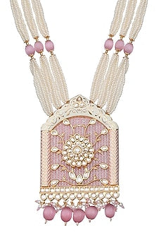 Gold Finish Beaded & Kundan Polki Meenakari Mala Set