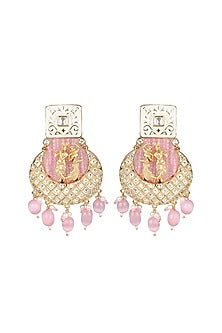 Gold Finish Beaded & Kundan Polki Meenakari Mala Set