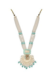 Gold Finish Beaded & Kundan Polki Meenakari Mala Set