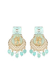 Gold Finish Beaded & Kundan Polki Meenakari Mala Set