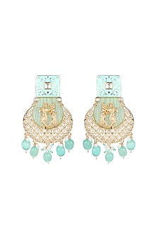 Gold Finish Beaded & Kundan Polki Meenakari Mala Set