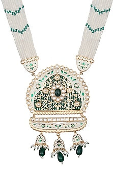 Gold Finish Beaded & Kundan Polki Meenakari Mala Set