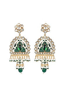 Gold Finish Beaded & Kundan Polki Meenakari Mala Set