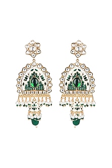 Gold Finish Beaded & Kundan Polki Meenakari Mala Set