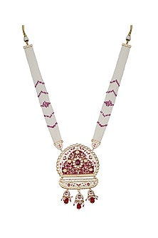 Gold Finish Beaded & Kundan Polki Meenakari Mala Set