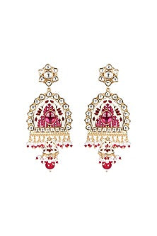 Gold Finish Beaded & Kundan Polki Meenakari Mala Set