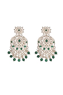 Gold Finish Green Stone & Kundan Polki Mala Set