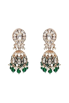 Gold Finish Green Stone & Kundan Polki Choker Necklace Set