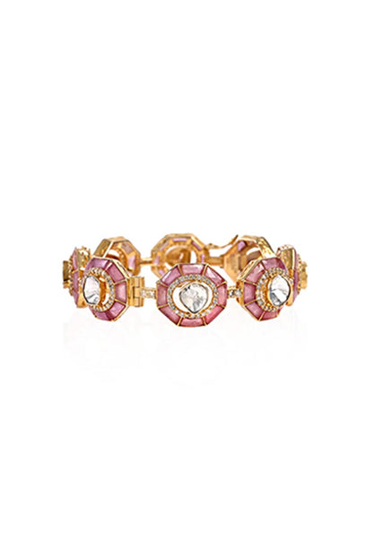 14kt Yellow Gold Finish Diamond & Ruby Bracelet
