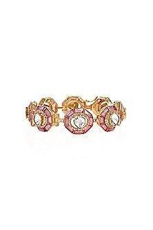 14kt Yellow Gold Finish Diamond & Ruby Bracelet