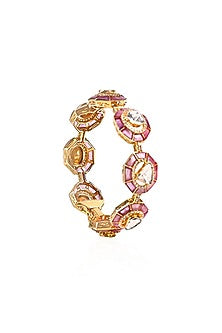 14kt Yellow Gold Finish Diamond & Ruby Bracelet