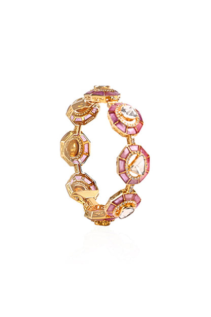 14kt Yellow Gold Finish Diamond & Ruby Bracelet