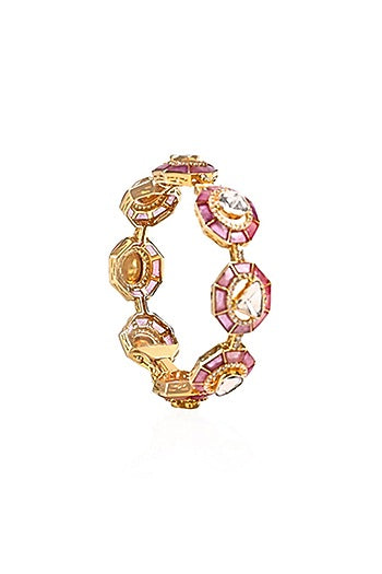 14kt Yellow Gold Finish Diamond & Ruby Bracelet