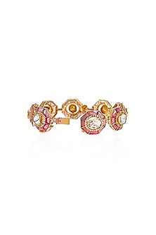 14kt Yellow Gold Finish Diamond & Ruby Bracelet