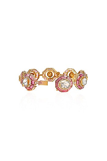 14kt Yellow Gold Finish Diamond & Ruby Bracelet