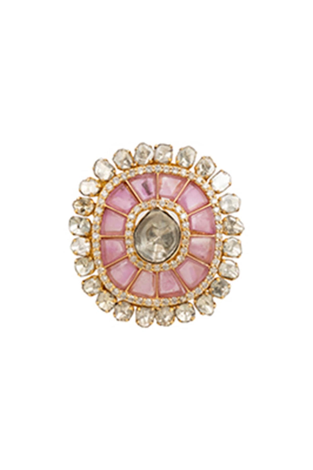 18kt Yellow Gold Finish Diamond & Ruby Ring