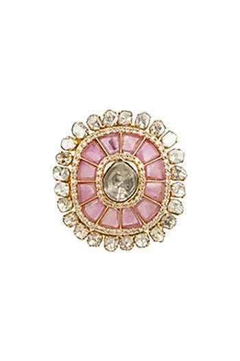 18kt Yellow Gold Finish Diamond & Ruby Ring