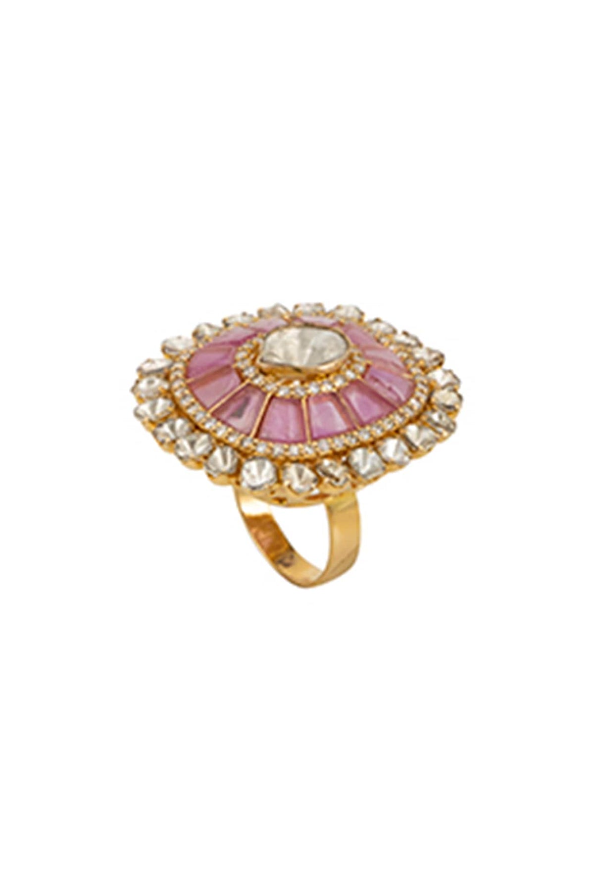 18kt Yellow Gold Finish Diamond & Ruby Ring
