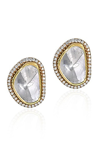 18kt Gold Finish Diamond Stud Earrings