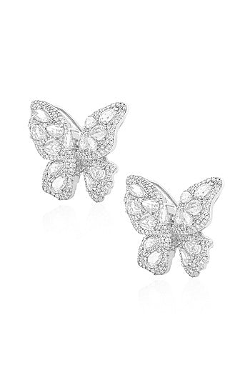 14kt White Gold Finish Diamond Earrings