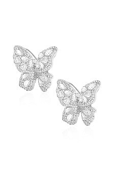 14kt White Gold Finish Diamond Earrings