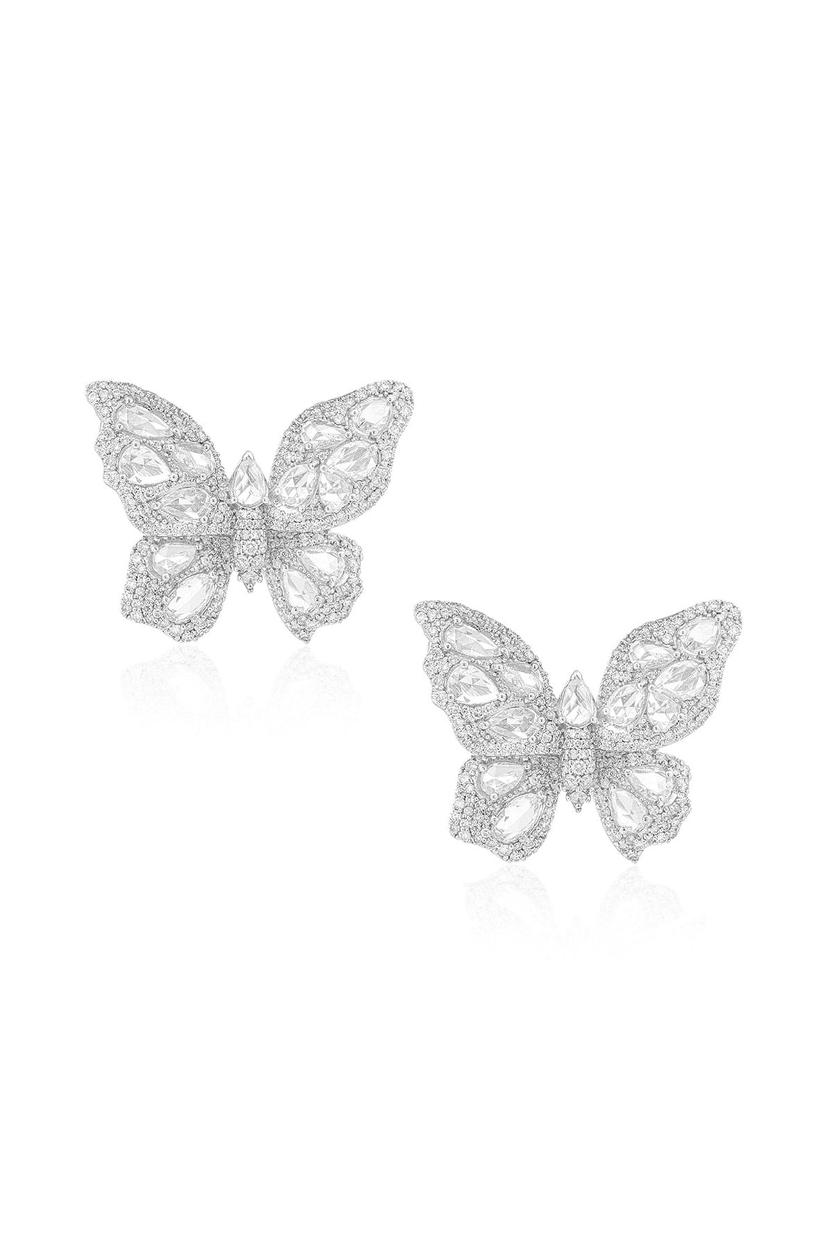 14kt White Gold Finish Diamond Earrings