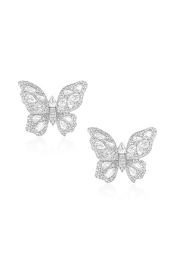 14kt White Gold Finish Diamond Earrings