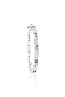 14kt White Gold Finish Diamond & Emerald Bracelet