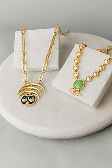 Gold Finish Layered Libra Necklace Set