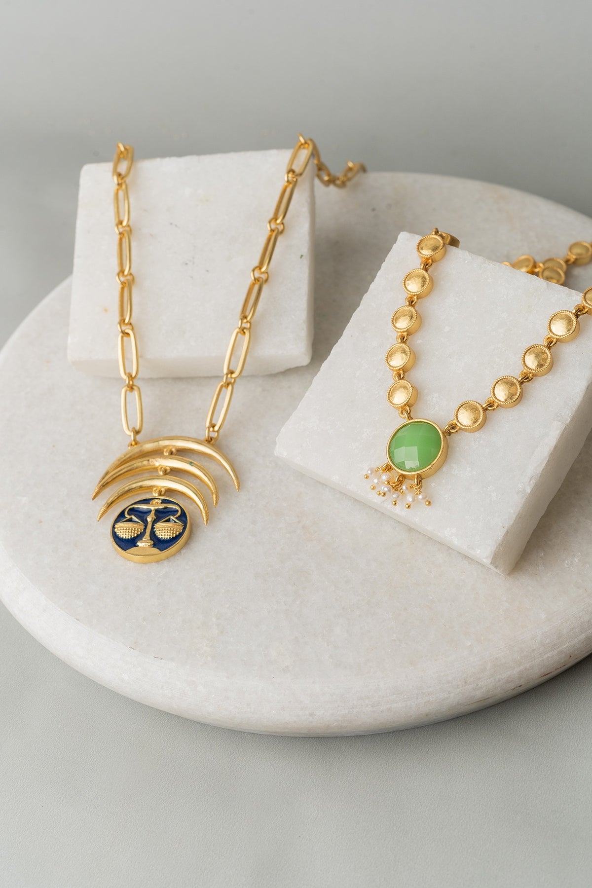 Gold Finish Layered Libra Necklace Set