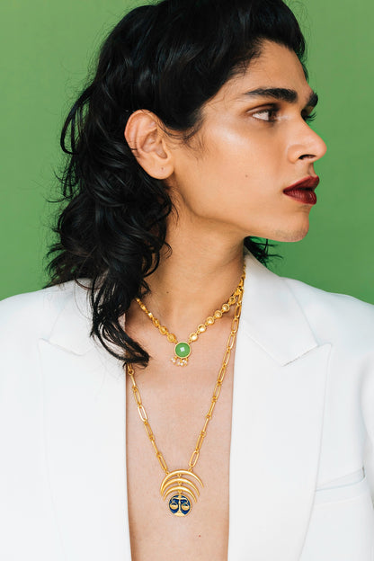 Gold Finish Layered Libra Necklace Set