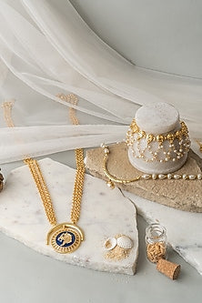 Gold Finish Layered Leo Necklace Set