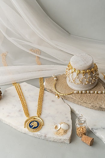 Gold Finish Layered Leo Necklace Set