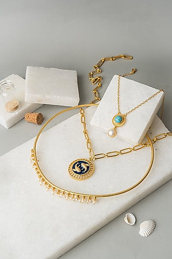 Gold Finish Layered Pisces Necklace Set