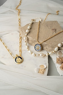 Gold Finish Layered Aquarius Necklace Set