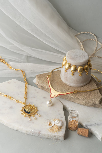 Gold Finish Layered Virgo Necklace Set