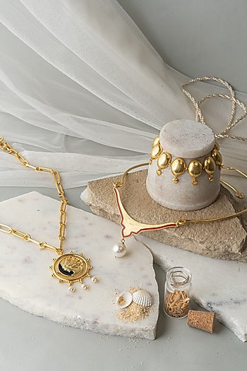 Gold Finish Layered Virgo Necklace Set