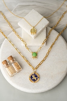 Gold Finish Layered Capricorn Necklace Set
