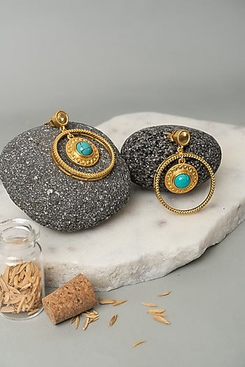 Gold Finish Ring Earrings