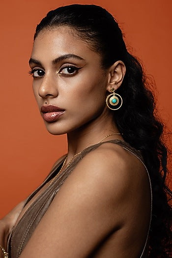 Gold Finish Ring Earrings