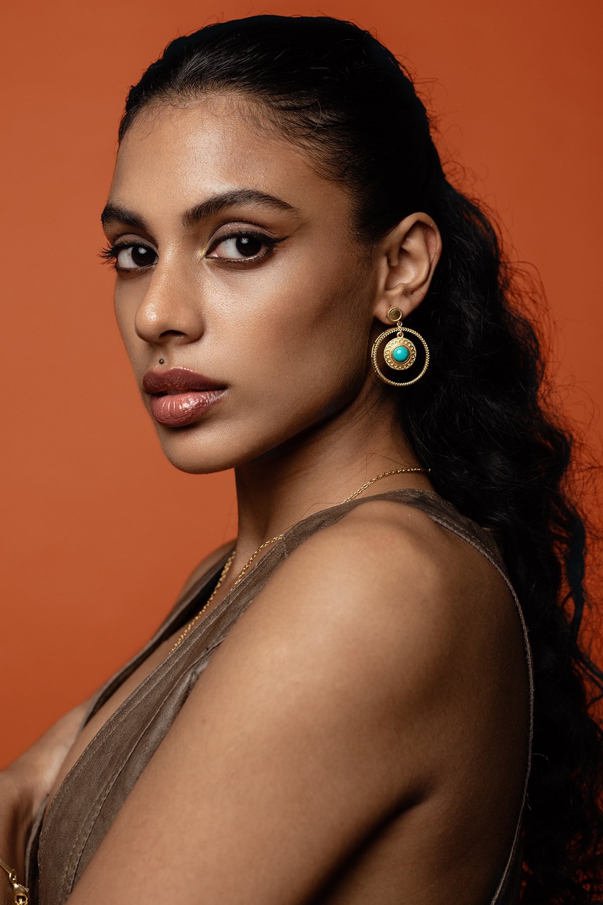 Gold Finish Ring Earrings
